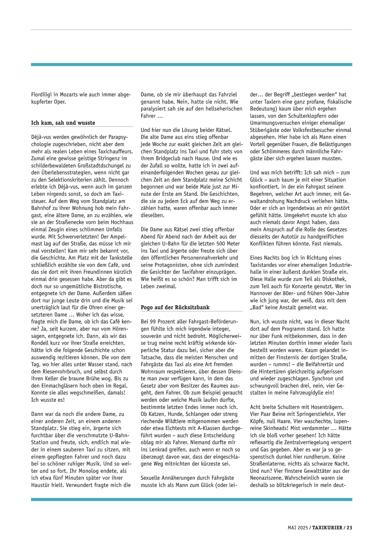 Originalseite 23 der Ausgabe Taxikurier Mai 2025