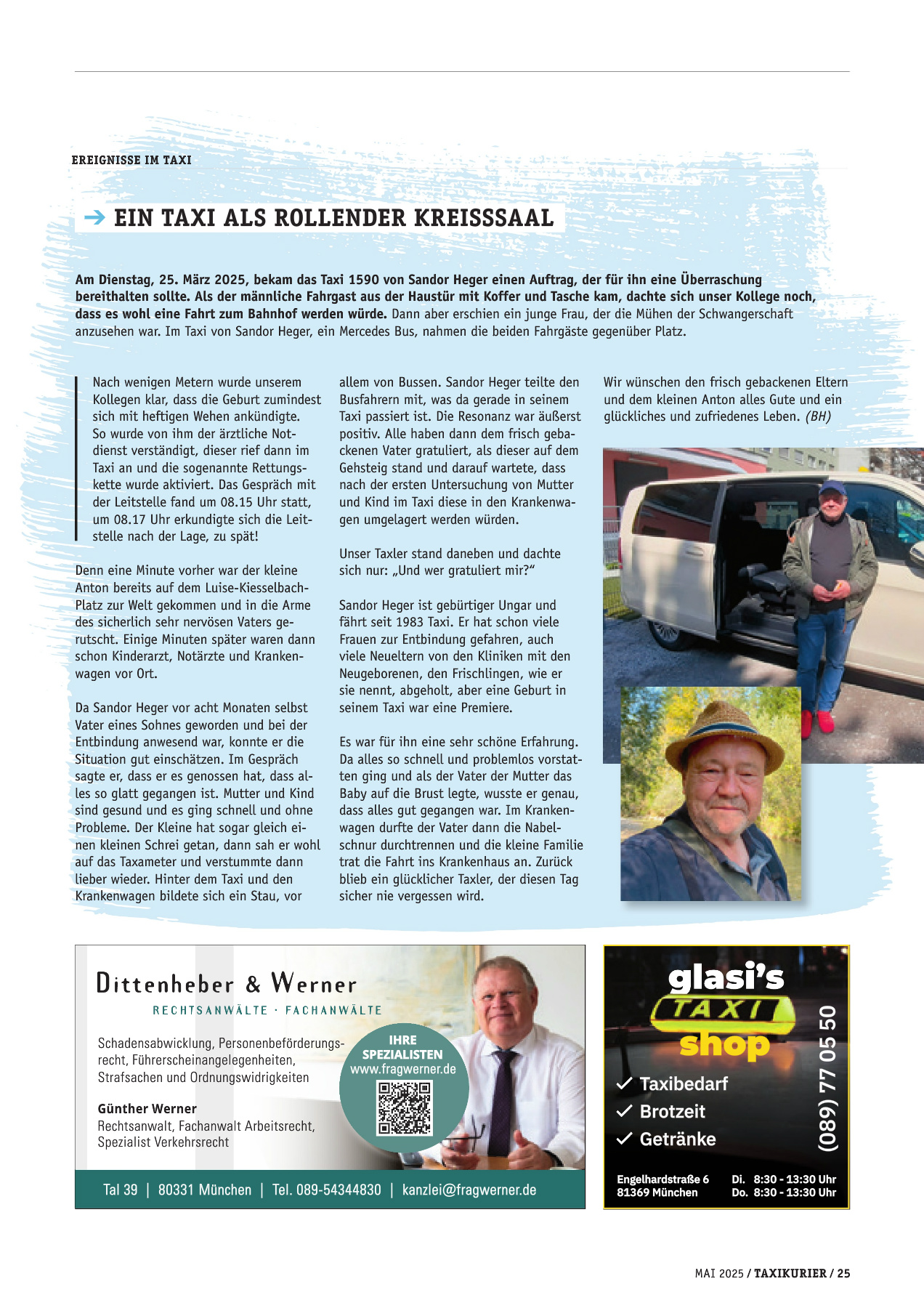 Originalseite 25 der Ausgabe Taxikurier Mai 2025