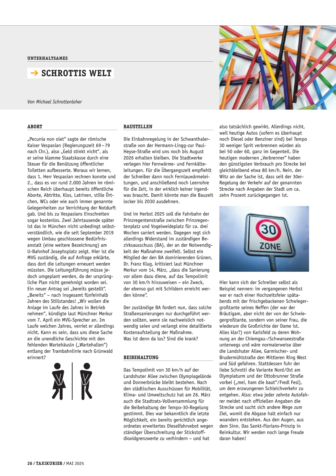 Originalseite 26 der Ausgabe Taxikurier Mai 2025