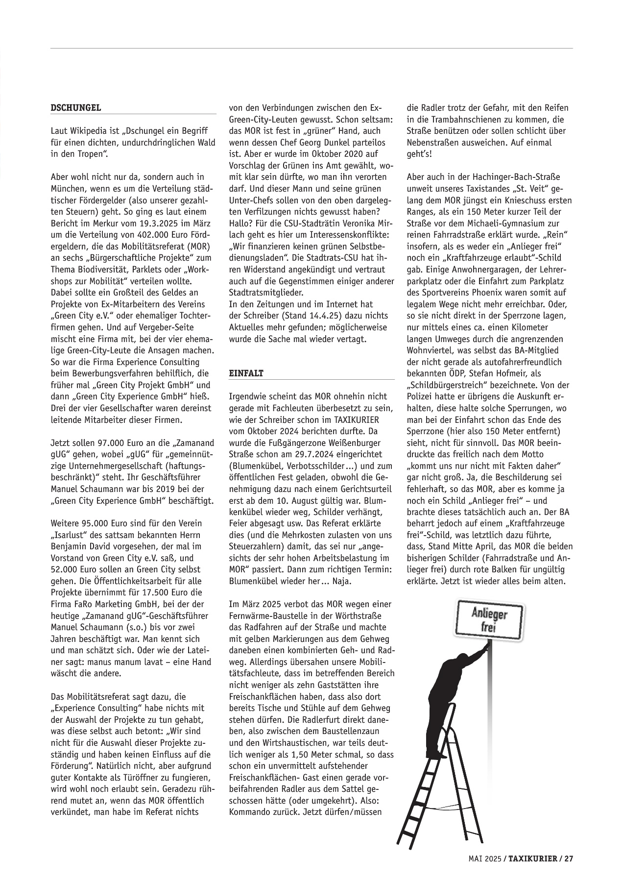 Originalseite 27 der Ausgabe Taxikurier Mai 2025