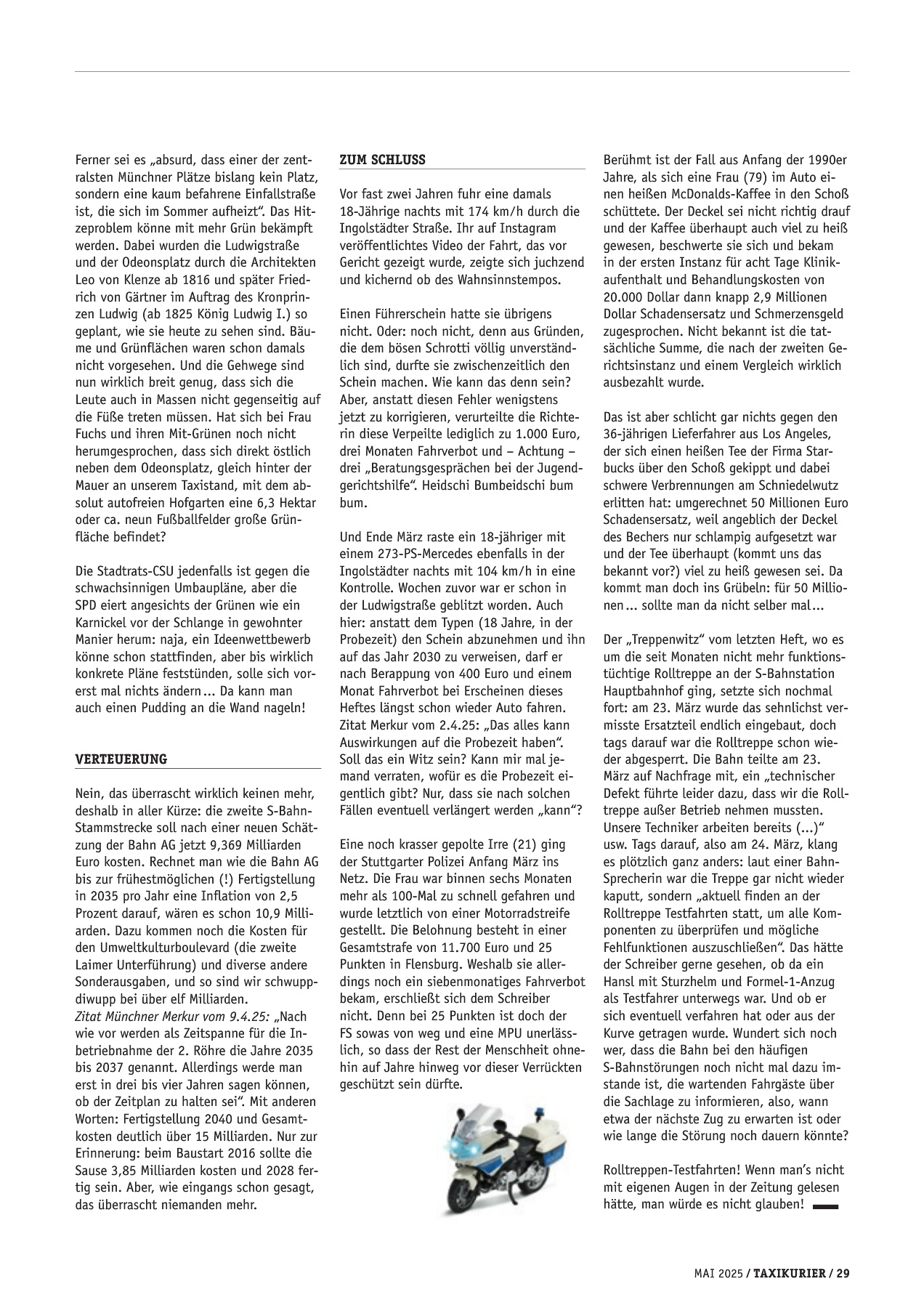 Originalseite 29 der Ausgabe Taxikurier Mai 2025