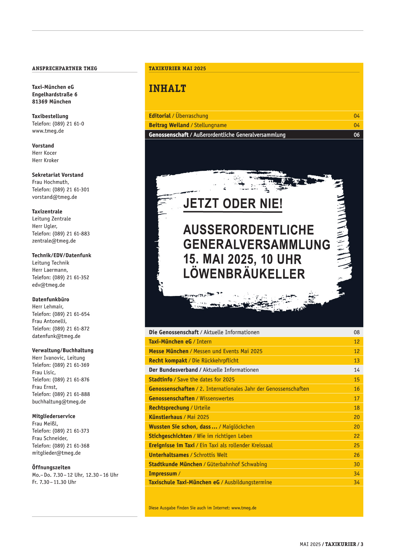 Originalseite 3 der Ausgabe Taxikurier Mai 2025