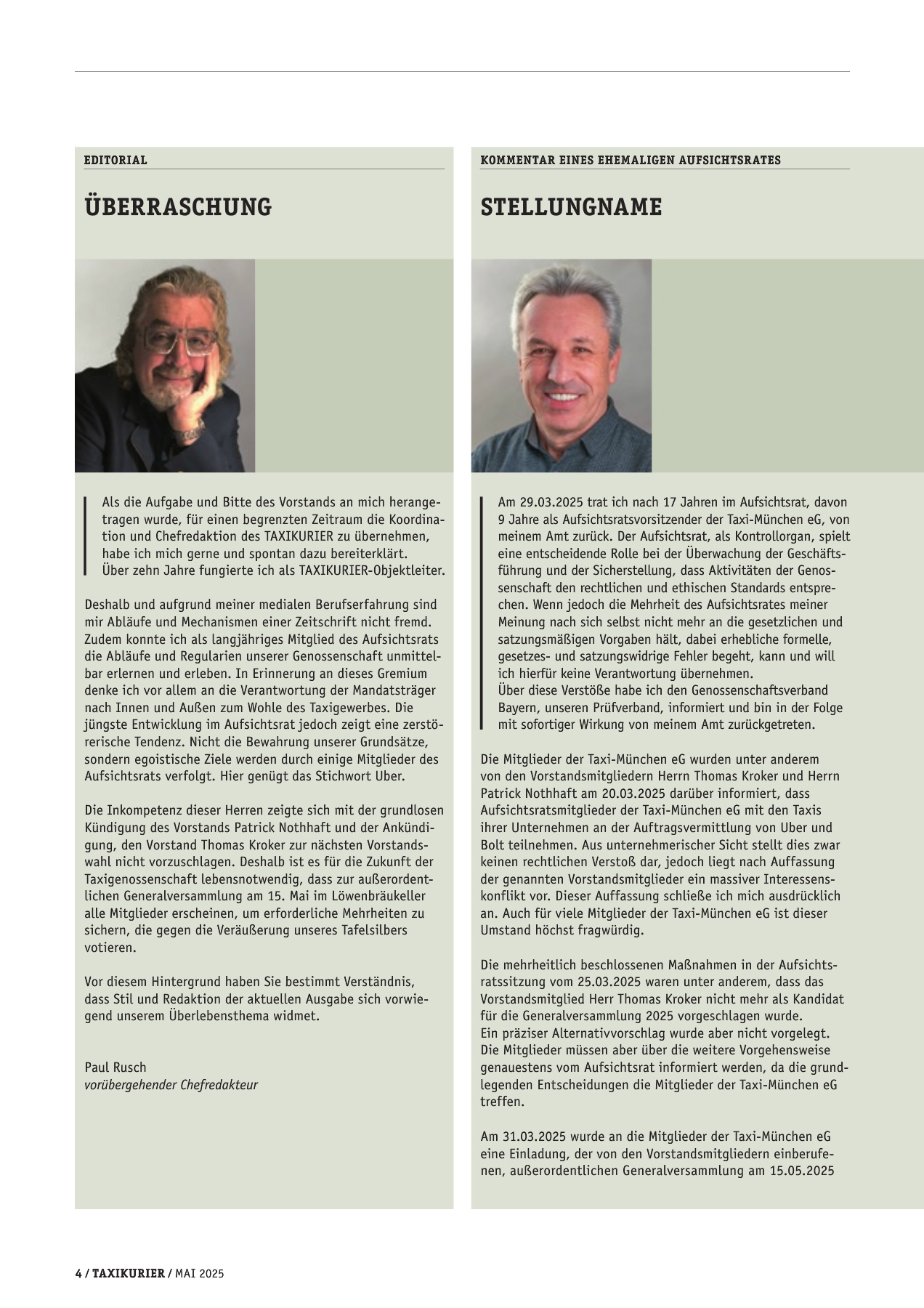 Originalseite 4 der Ausgabe Taxikurier Mai 2025