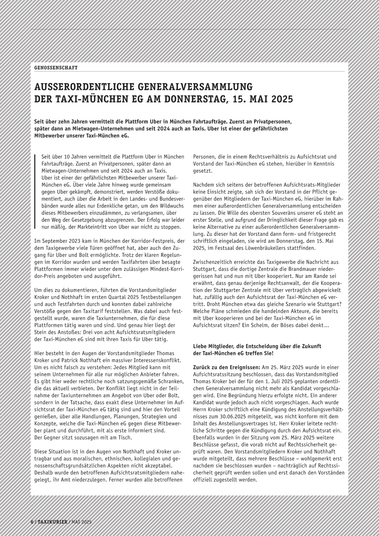 Originalseite 6 der Ausgabe Taxikurier Mai 2025