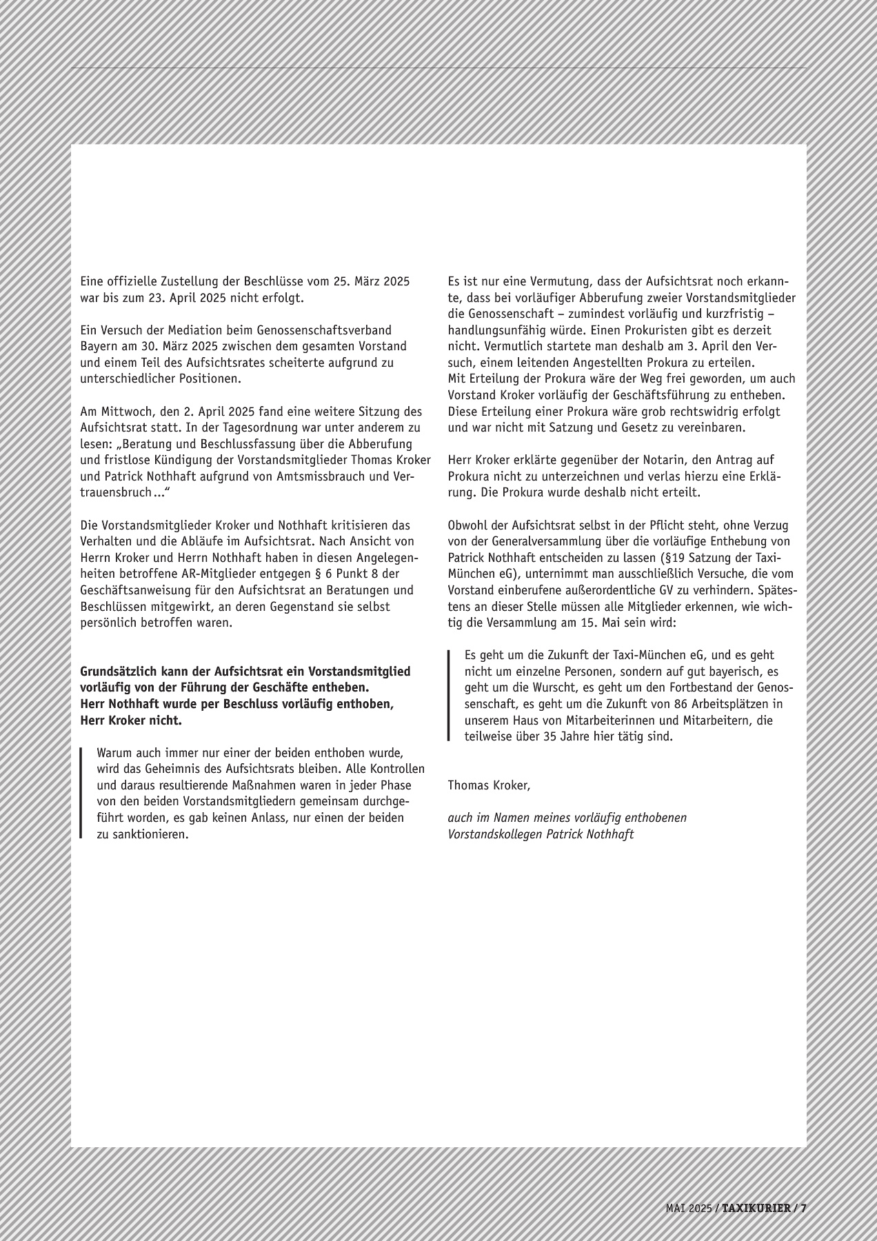 Originalseite 7 der Ausgabe Taxikurier Mai 2025