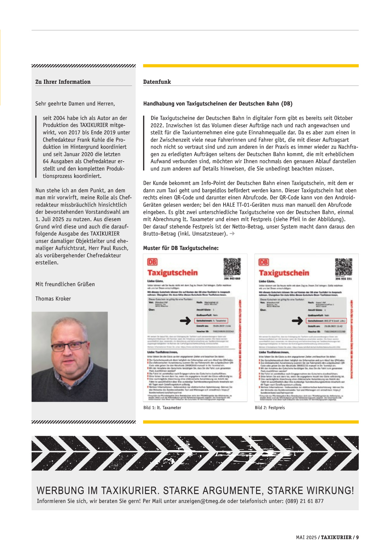 Originalseite 9 der Ausgabe Taxikurier Mai 2025