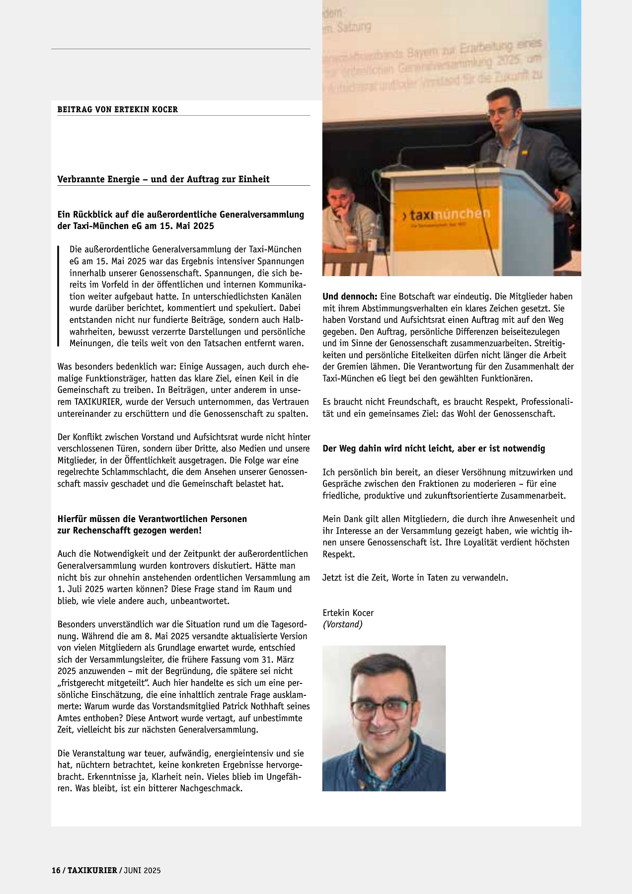 Originalseite 16 der Ausgabe Taxikurier Juni 2025