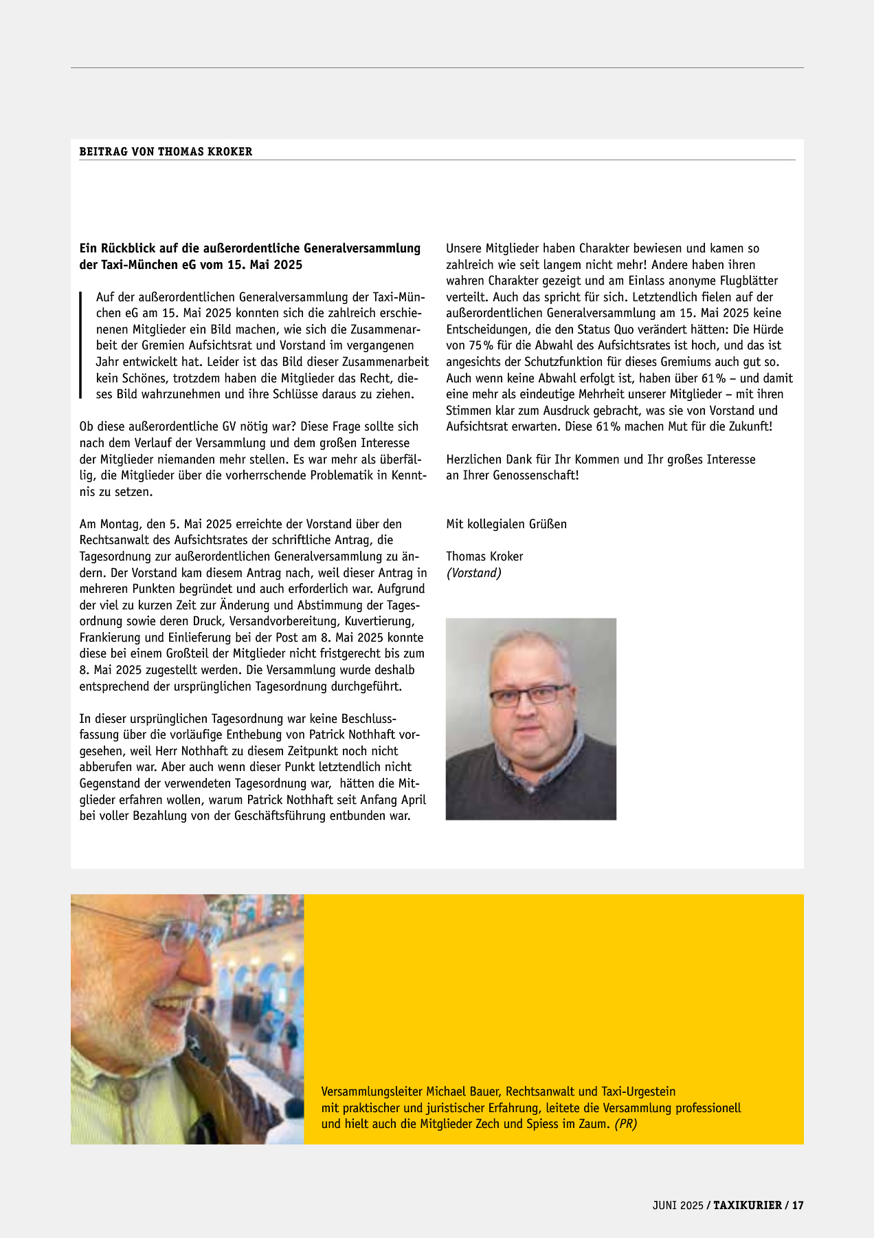 Originalseite 17 der Ausgabe Taxikurier Juni 2025