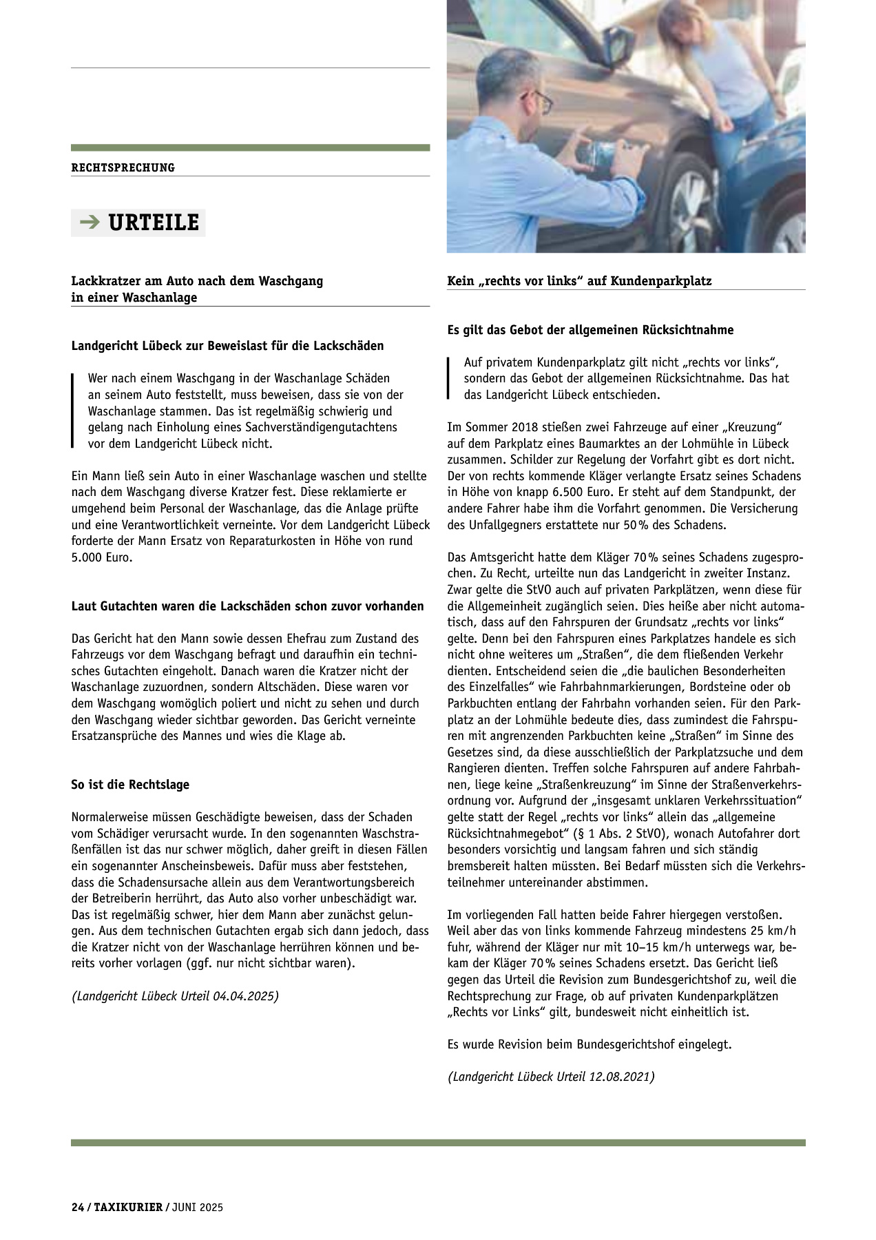 Originalseite 24 der Ausgabe Taxikurier Juni 2025