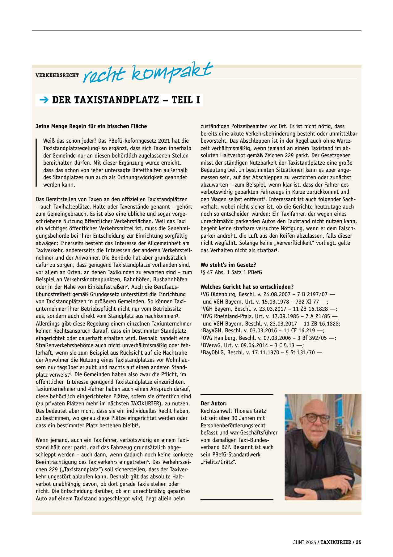 Originalseite 25 der Ausgabe Taxikurier Juni 2025