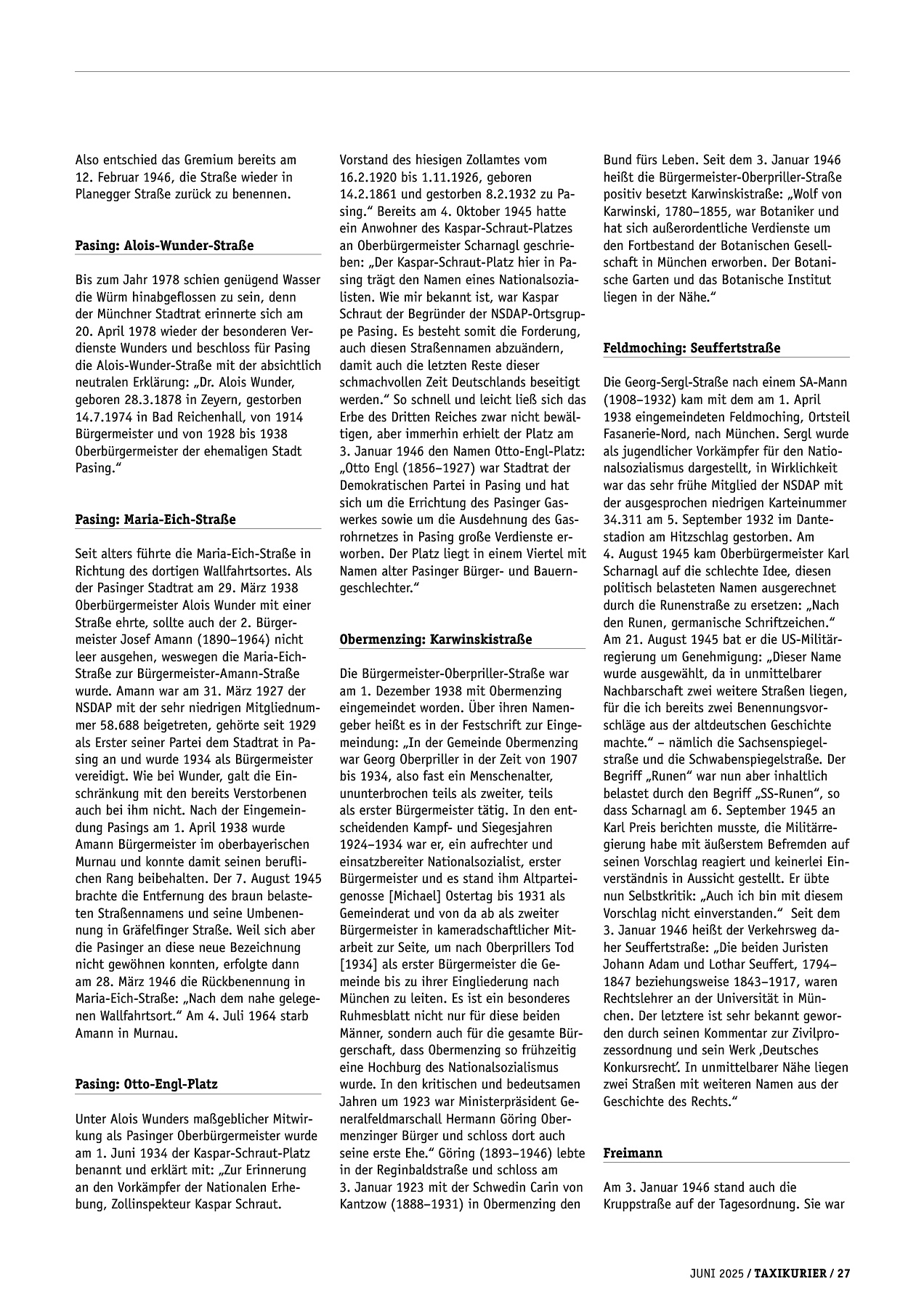 Originalseite 27 der Ausgabe Taxikurier Juni 2025