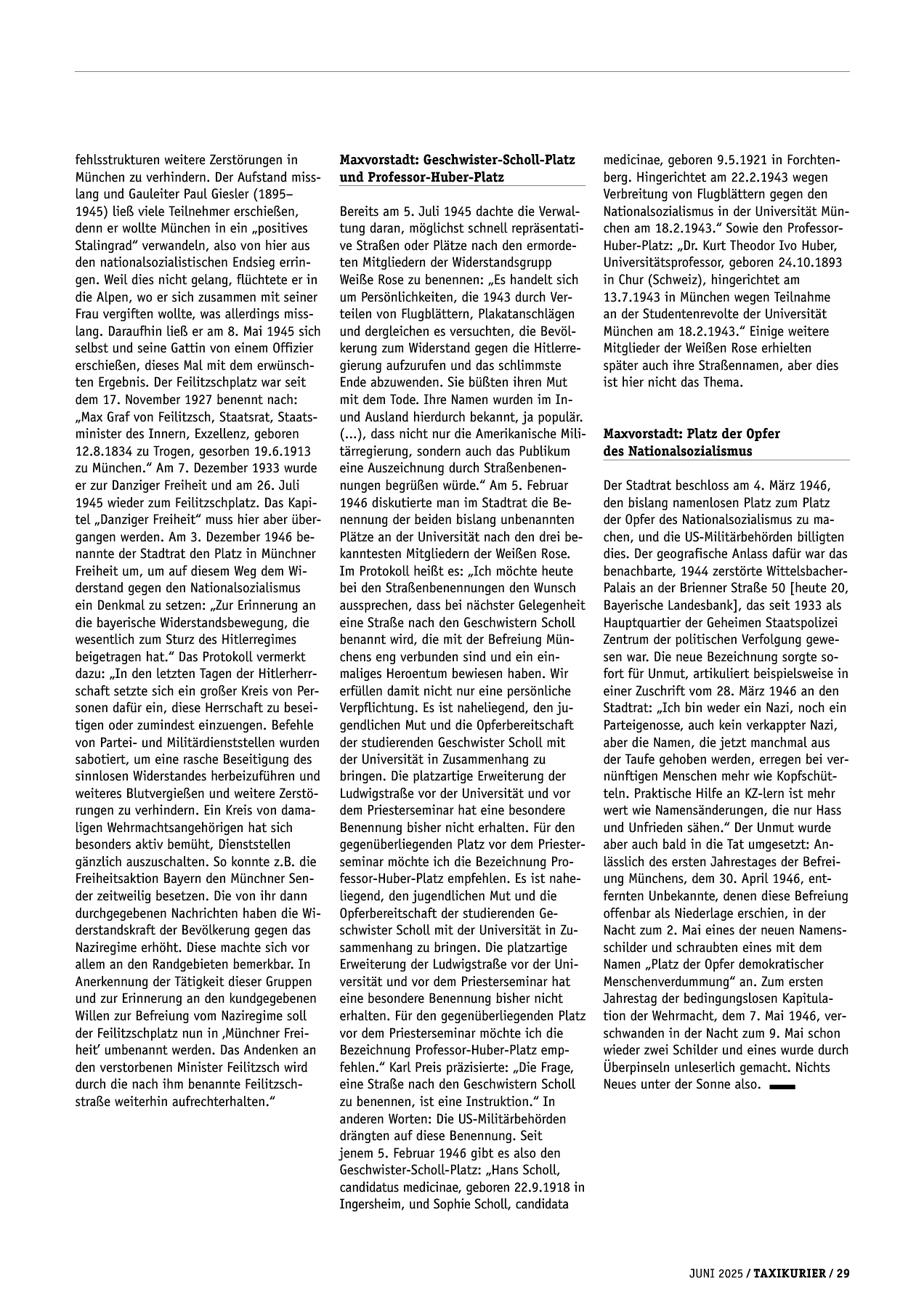 Originalseite 29 der Ausgabe Taxikurier Juni 2025