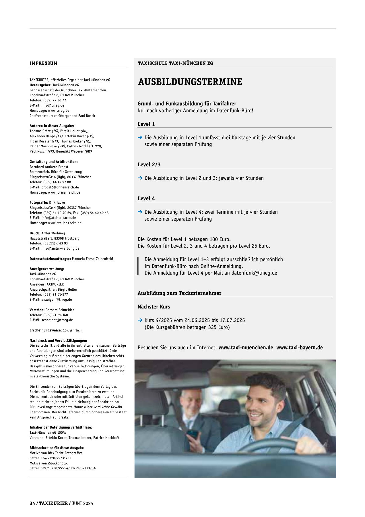 Originalseite 34 der Ausgabe Taxikurier Juni 2025