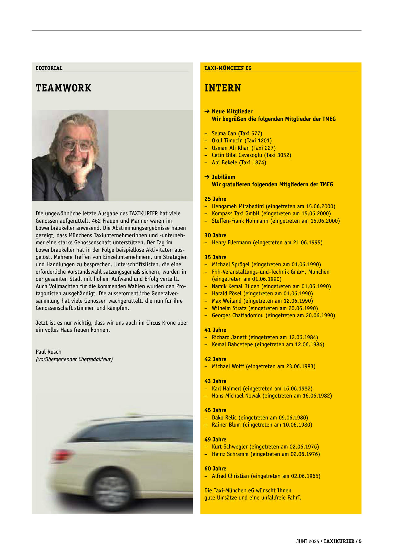 Originalseite 5 der Ausgabe Taxikurier Juni 2025