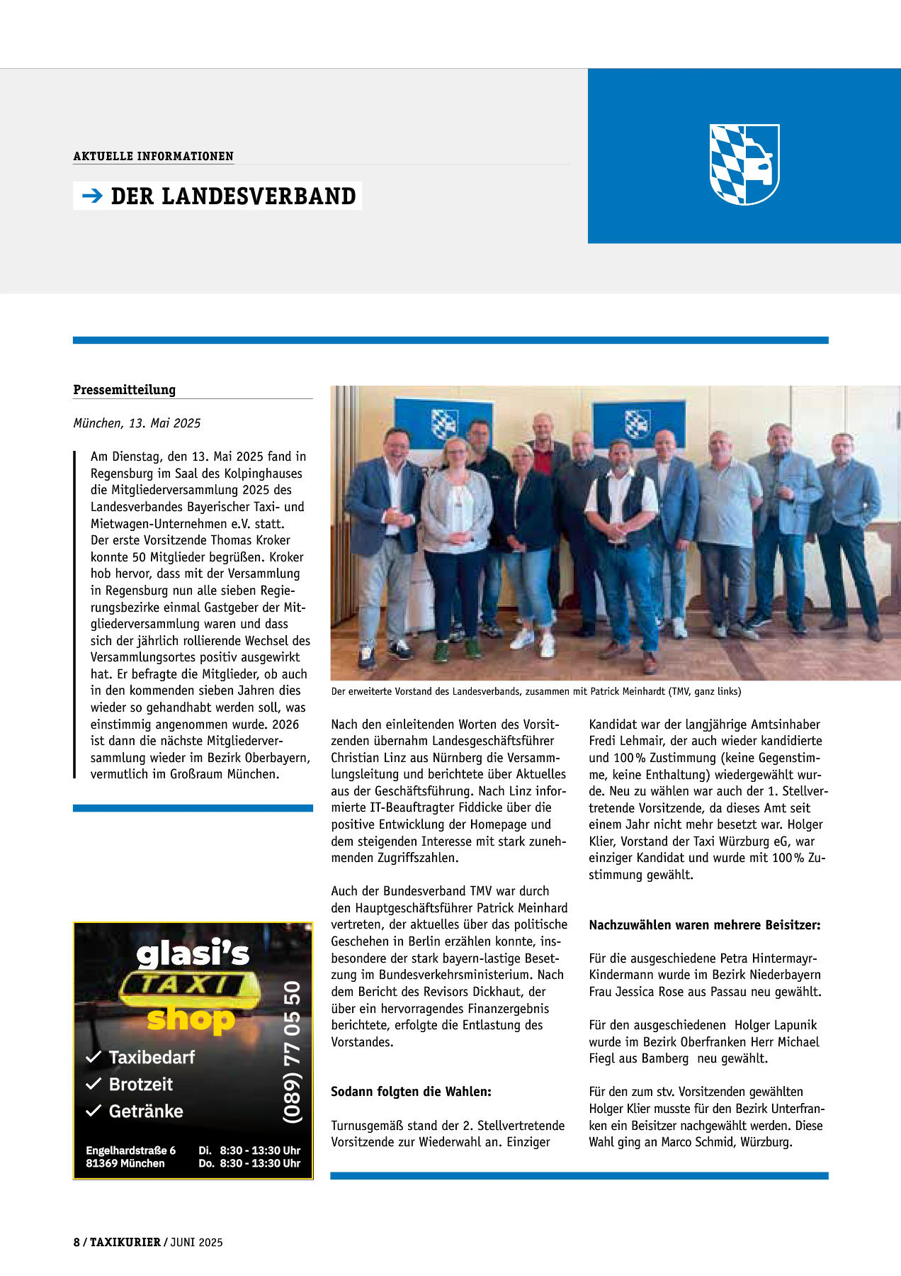 Originalseite 8 der Ausgabe Taxikurier Juni 2025