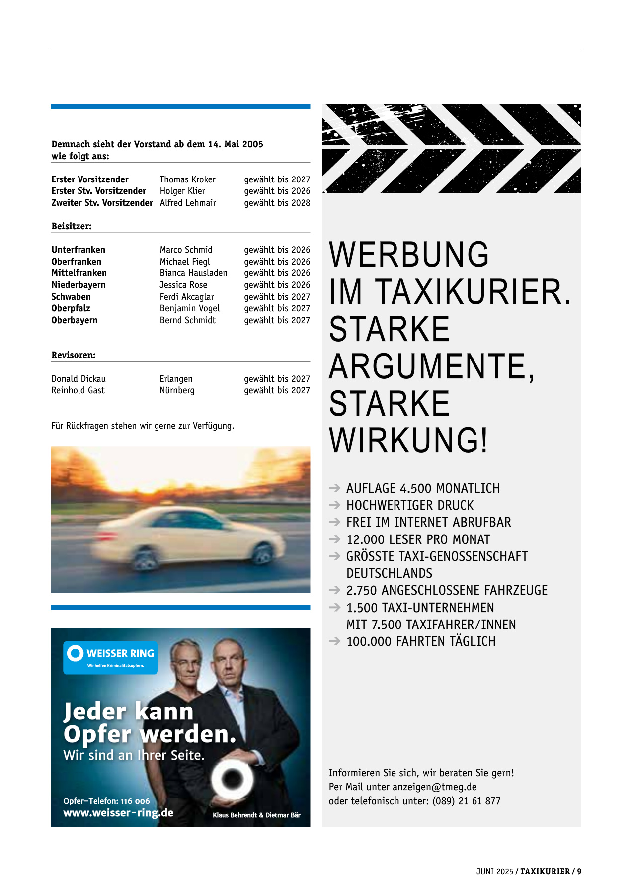 Originalseite 9 der Ausgabe Taxikurier Juni 2025