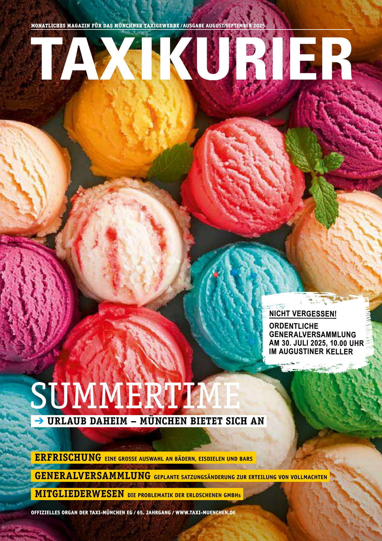 Originalseite 1 der Ausgabe Taxikurier August und September 2025