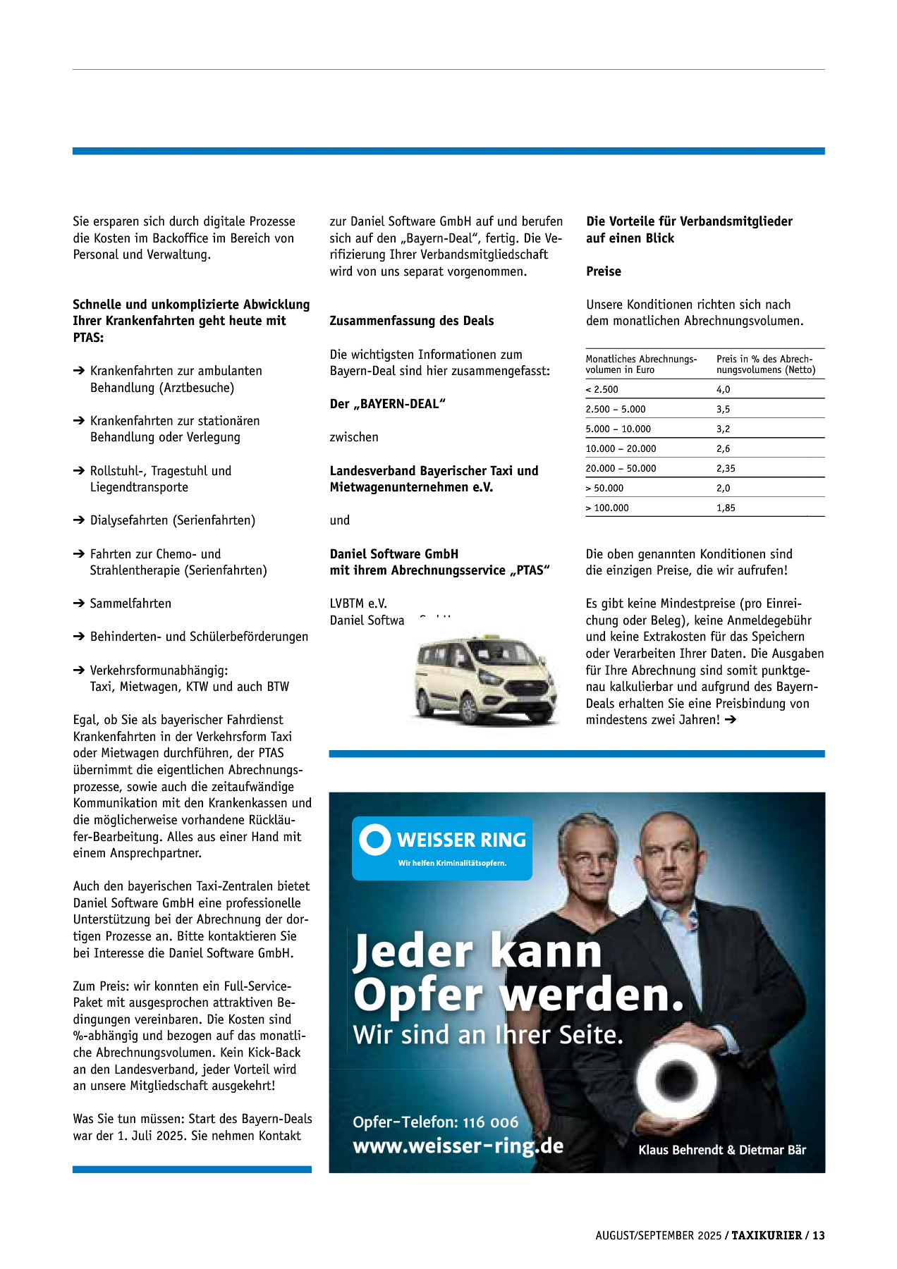 Originalseite 13 der Ausgabe Taxikurier August und September 2025