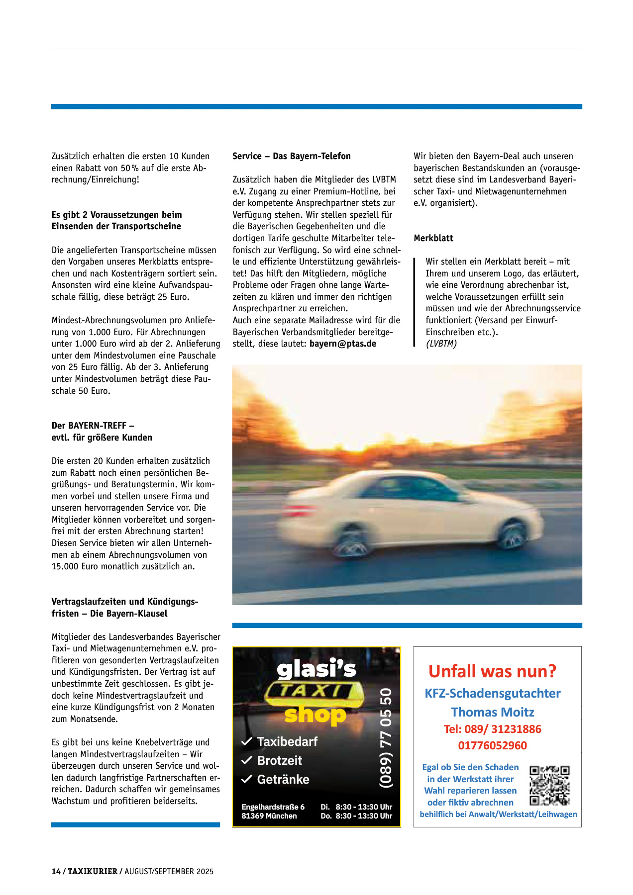 Originalseite 14 der Ausgabe Taxikurier August und September 2025