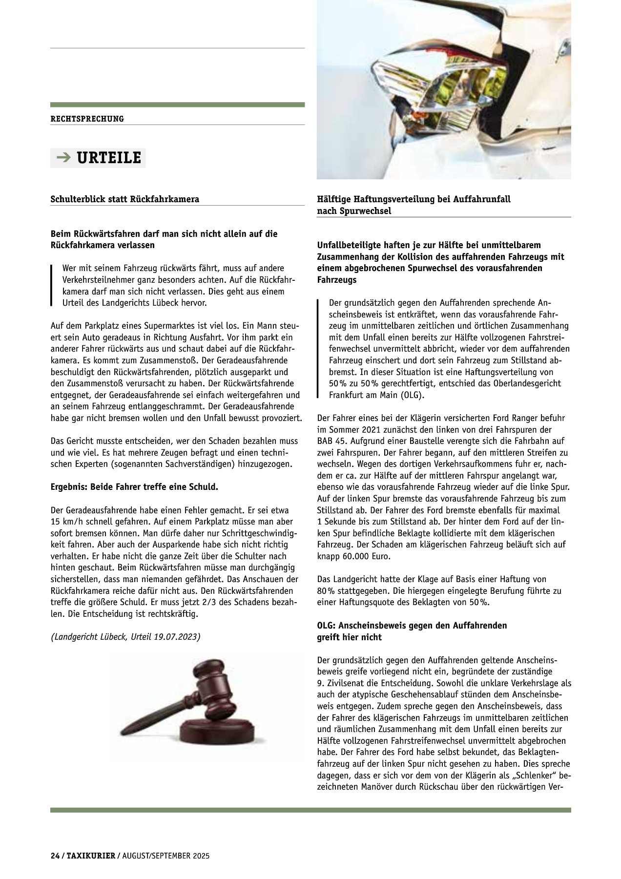 Originalseite 24 der Ausgabe Taxikurier August und September 2025