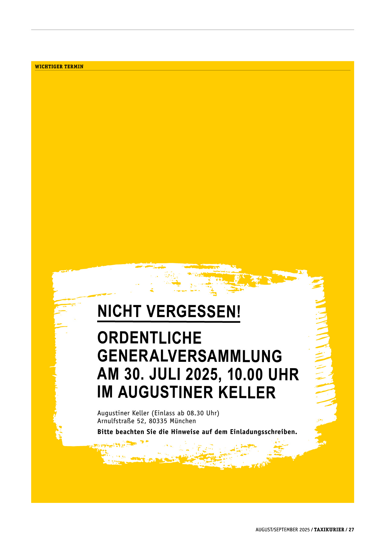 Originalseite 27 der Ausgabe Taxikurier August und September 2025