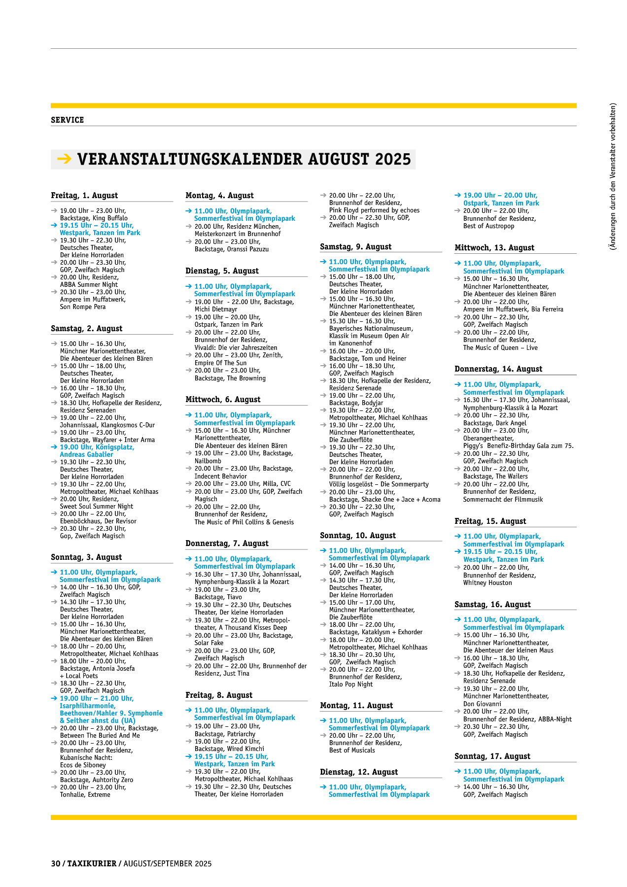 Originalseite 30 der Ausgabe Taxikurier August und September 2025