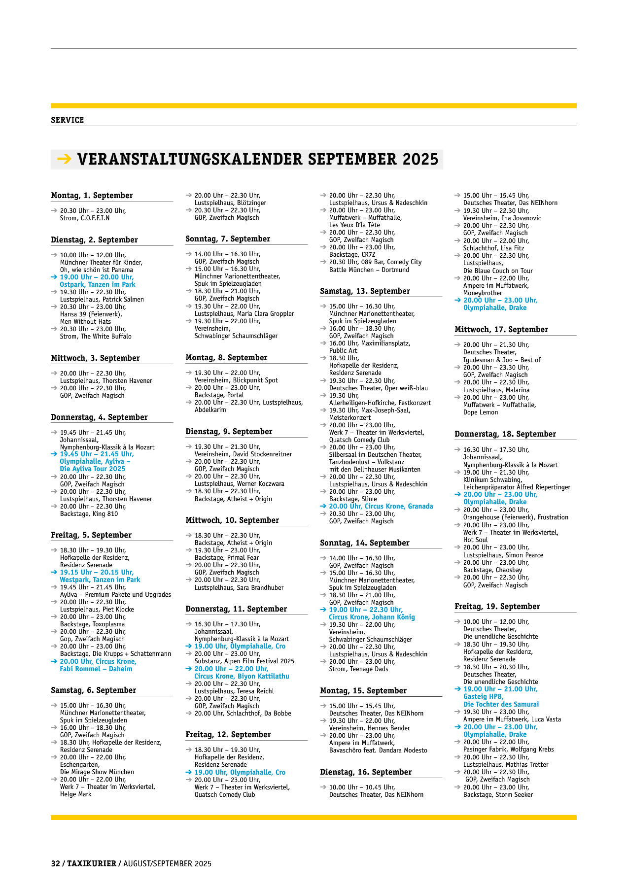 Originalseite 32 der Ausgabe Taxikurier August und September 2025