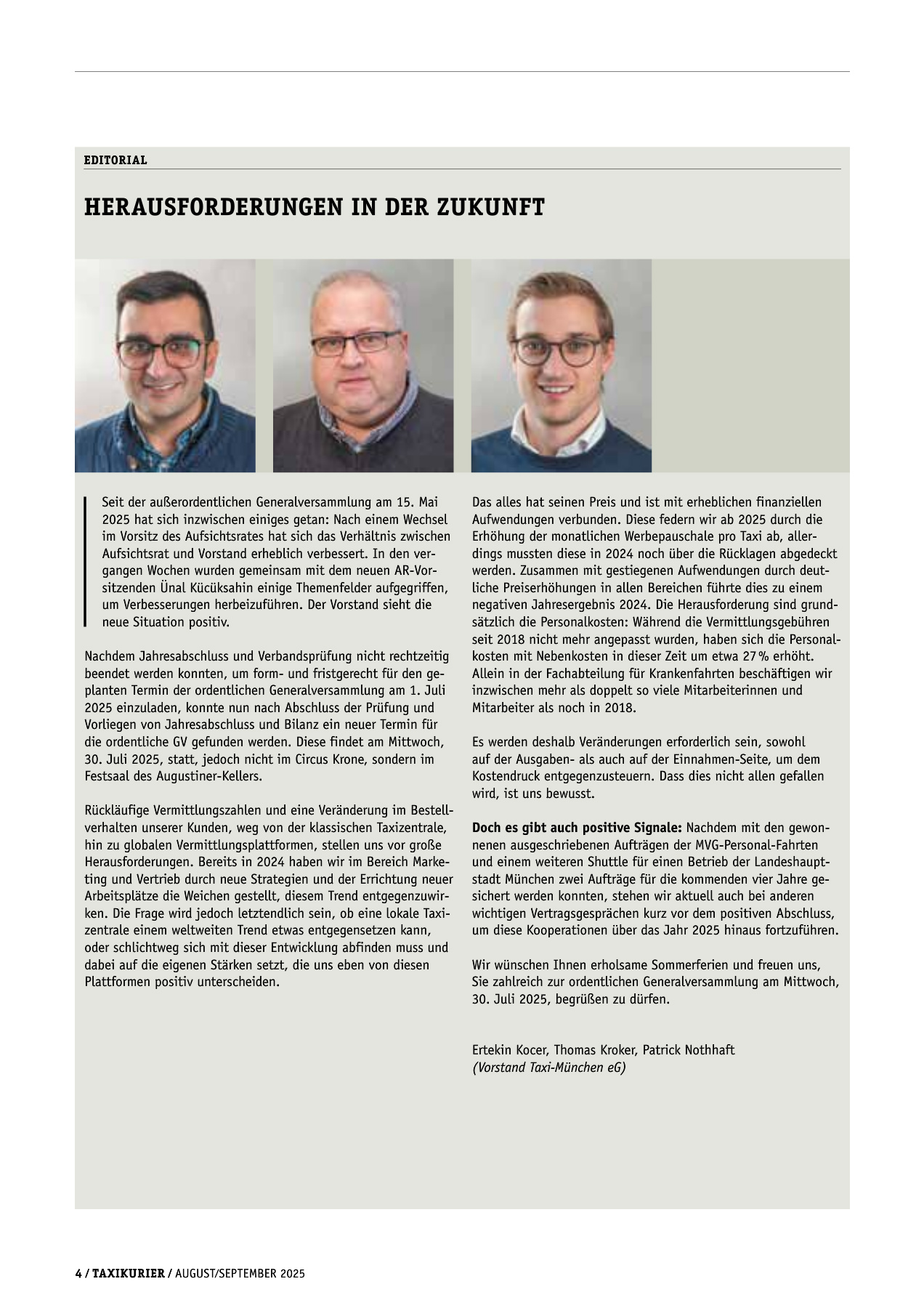 Originalseite 4 der Ausgabe Taxikurier August und September 2025