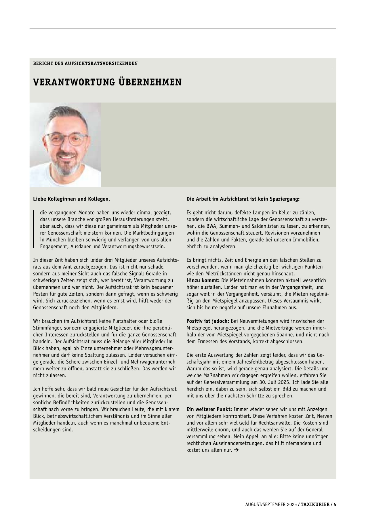 Originalseite 5 der Ausgabe Taxikurier August und September 2025