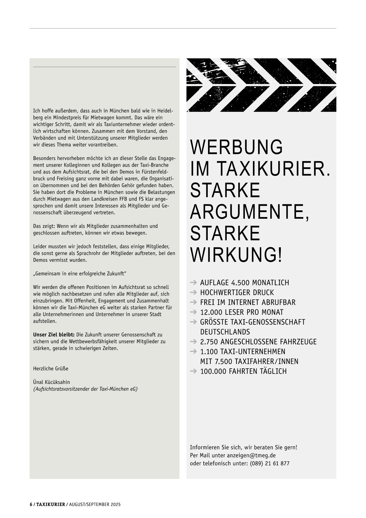 Originalseite 6 der Ausgabe Taxikurier August und September 2025