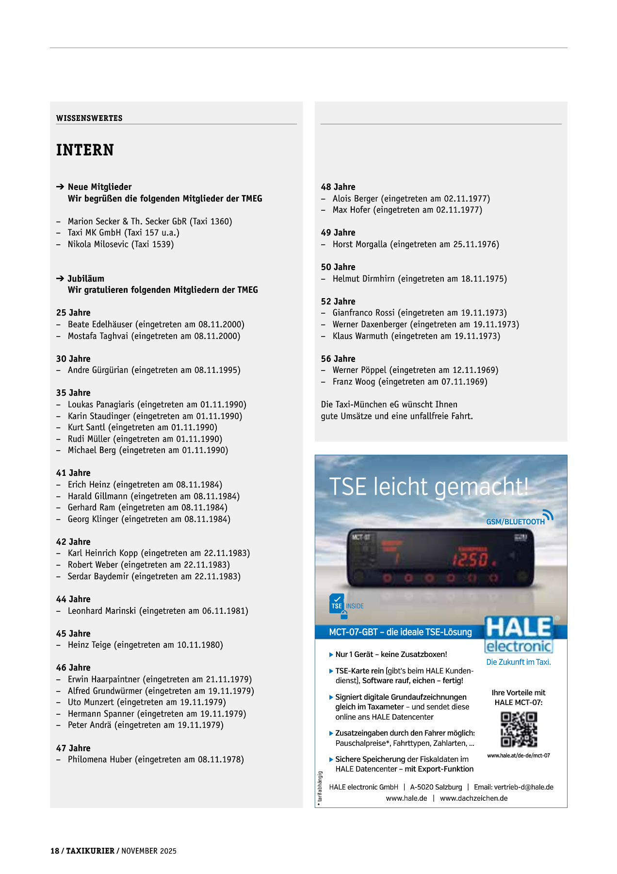 Originalseite 18 der Ausgabe Taxikurier November 2025