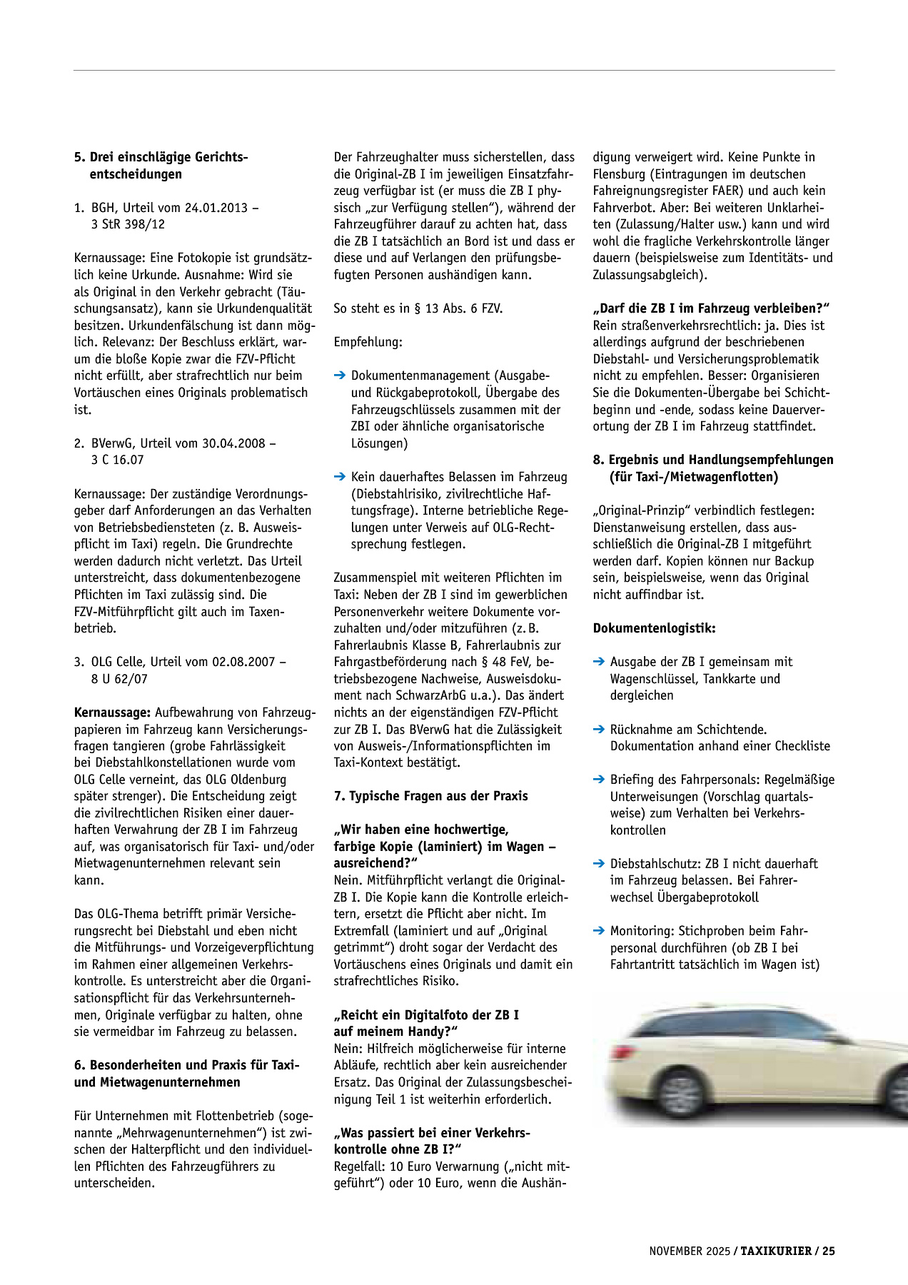 Originalseite 25 der Ausgabe Taxikurier November 2025
