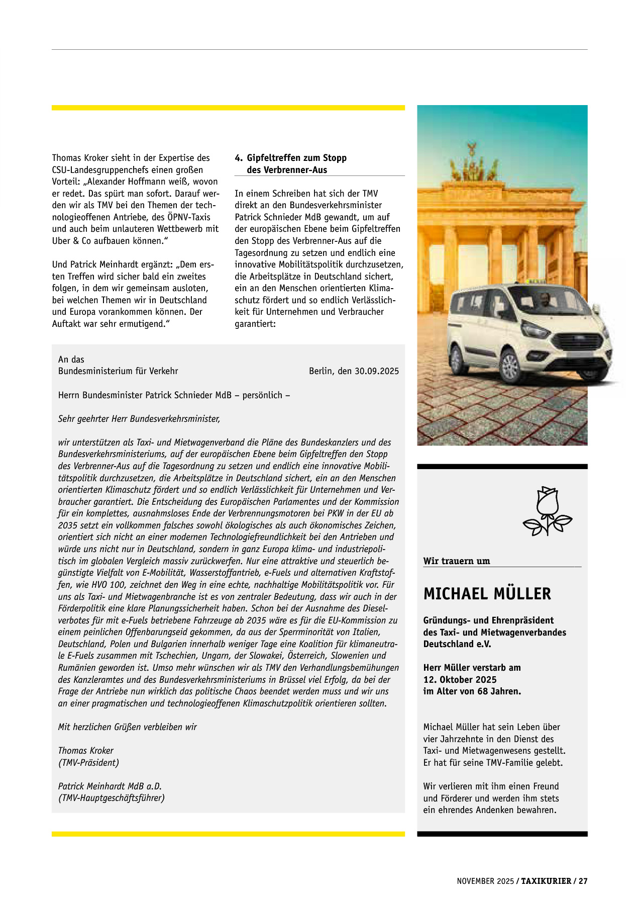 Originalseite 27 der Ausgabe Taxikurier November 2025