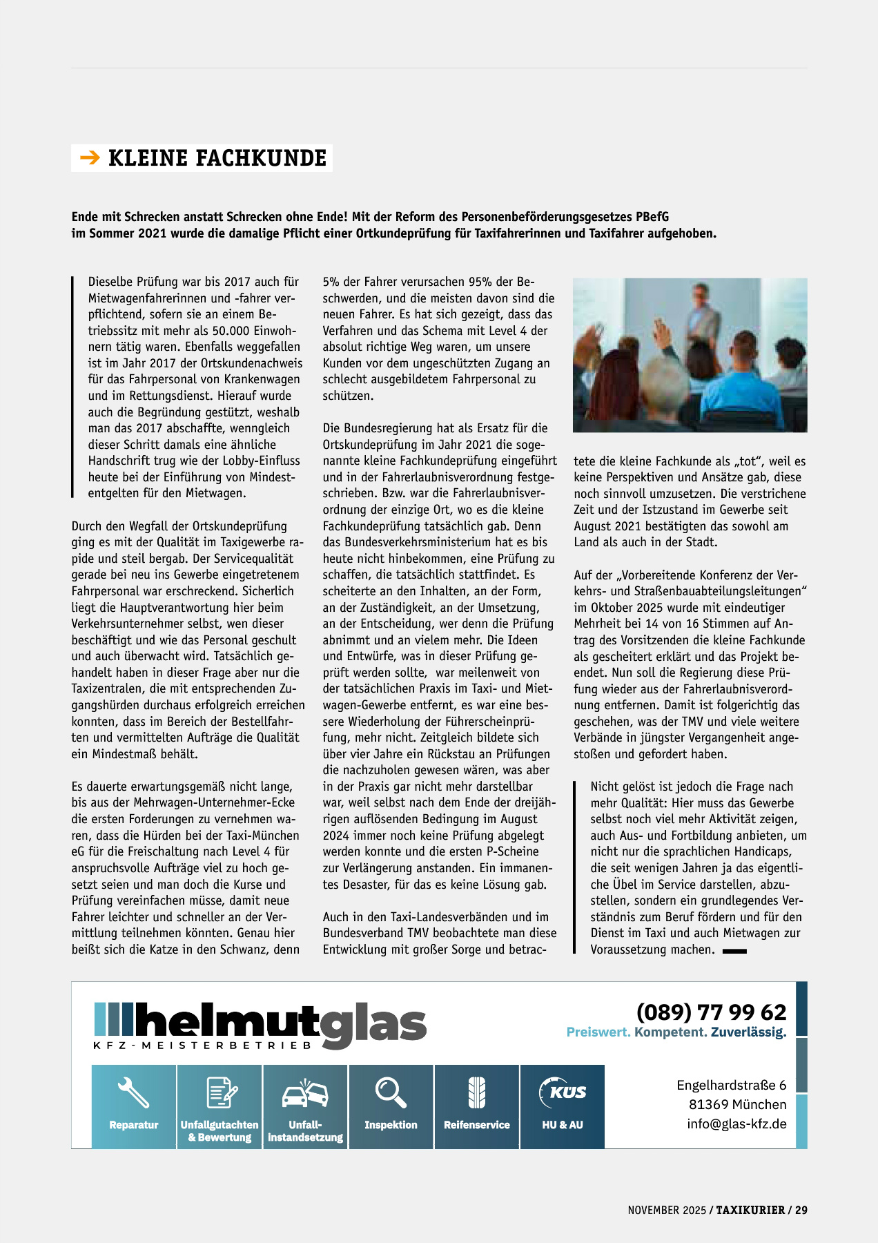 Originalseite 29 der Ausgabe Taxikurier November 2025