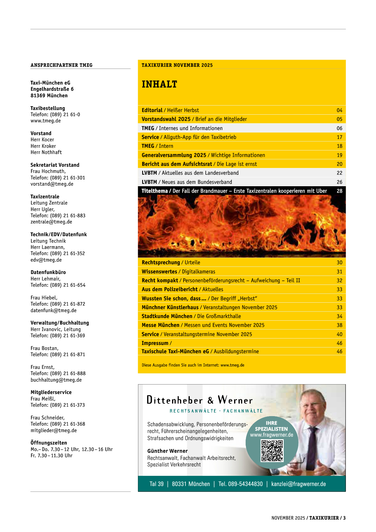 Originalseite 3 der Ausgabe Taxikurier November 2025