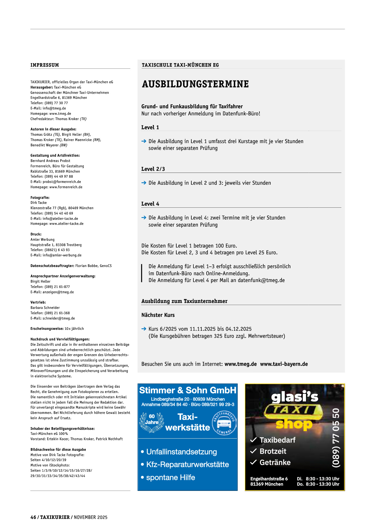 Originalseite 46 der Ausgabe Taxikurier November 2025