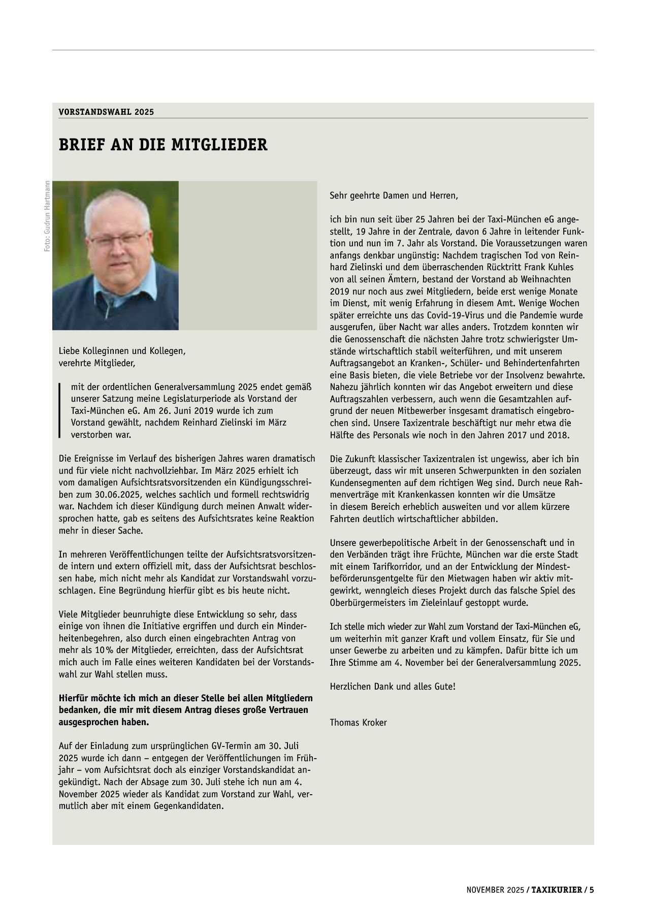 Originalseite 5 der Ausgabe Taxikurier November 2025