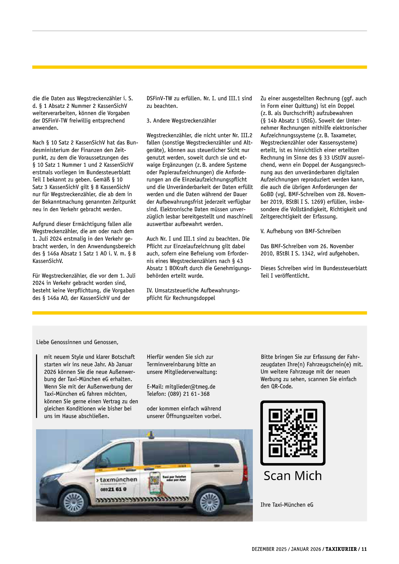 Originalseite 11 der Ausgabe Taxikurier Dezember 2025 / Januar 2026