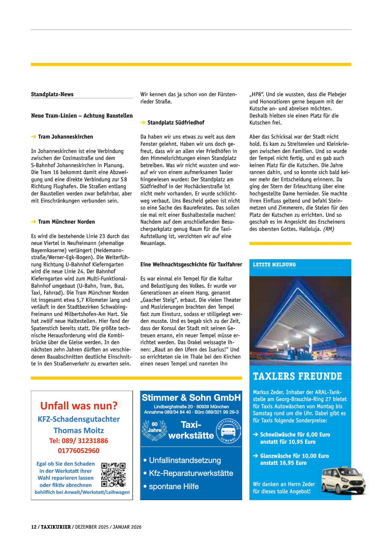 Originalseite 12 der Ausgabe Taxikurier Dezember 2025 / Januar 2026