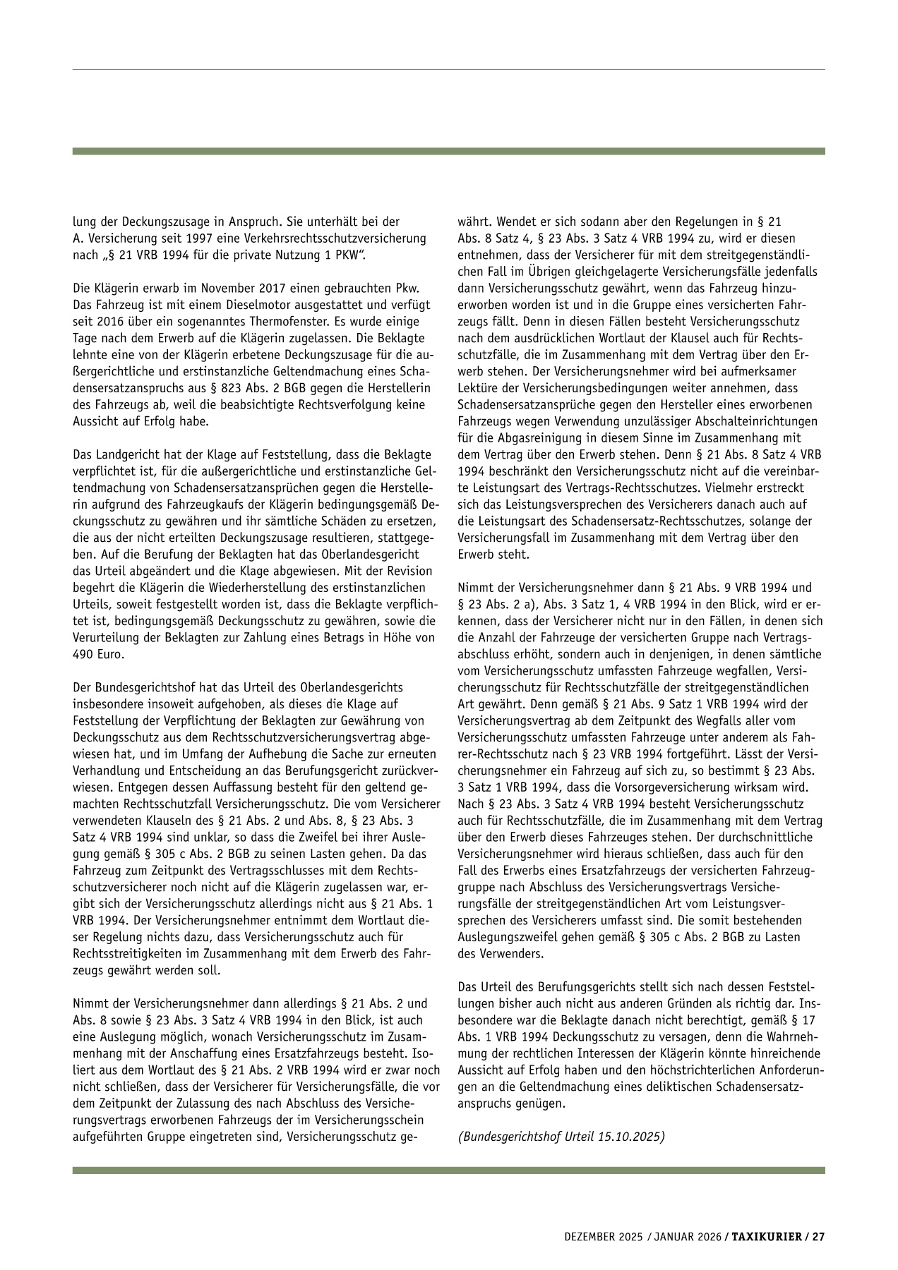 Originalseite 27 der Ausgabe Taxikurier Dezember 2025 / Januar 2026