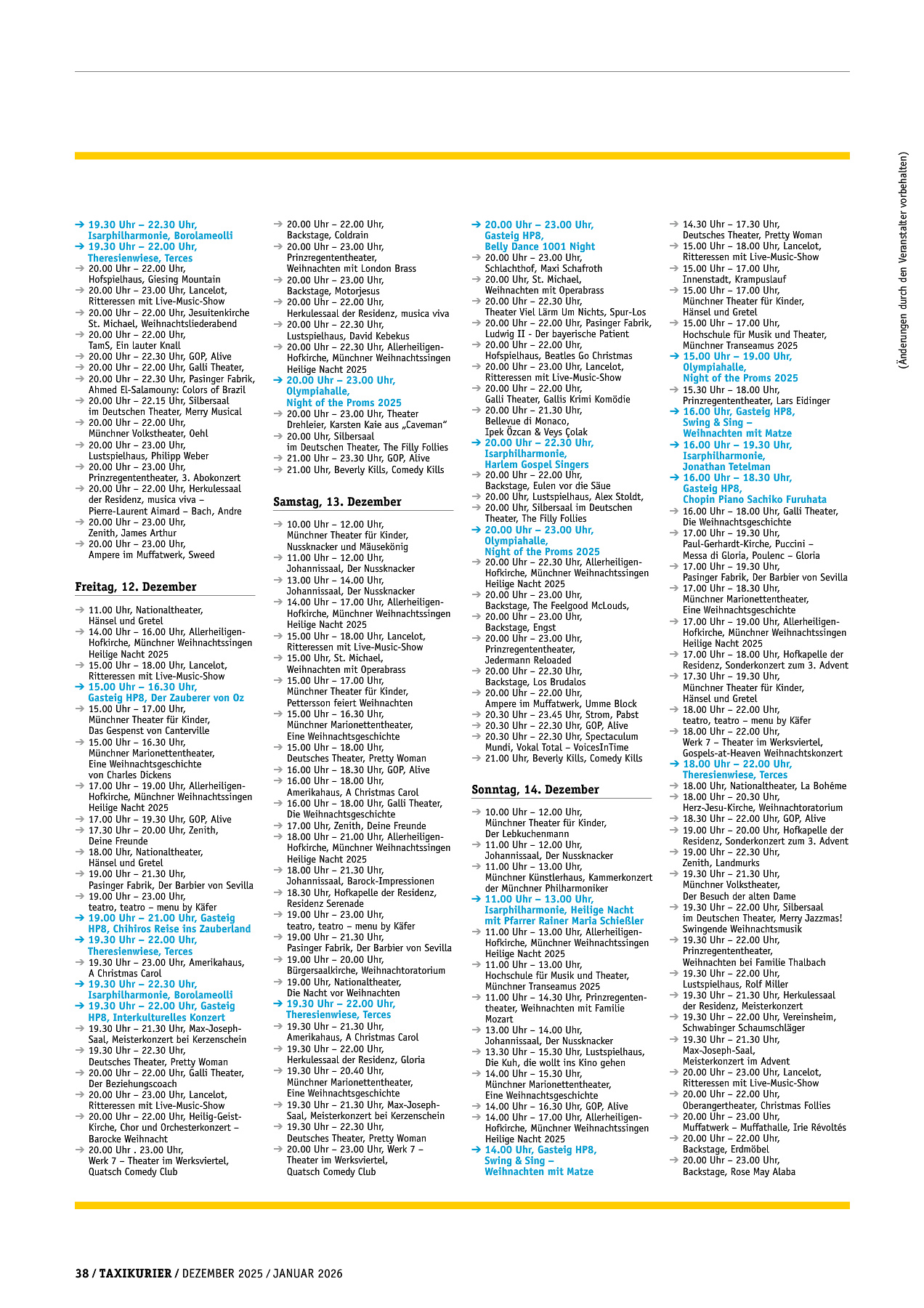 Originalseite 38 der Ausgabe Taxikurier Dezember 2025 / Januar 2026