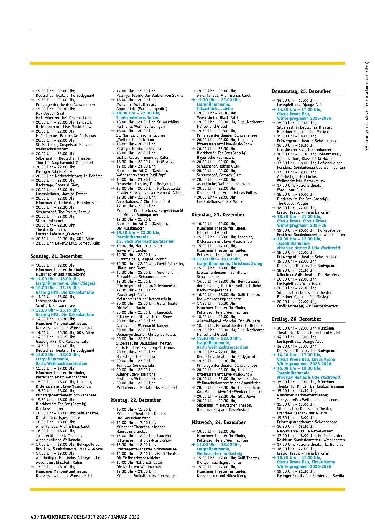 Originalseite 40 der Ausgabe Taxikurier Dezember 2025 / Januar 2026