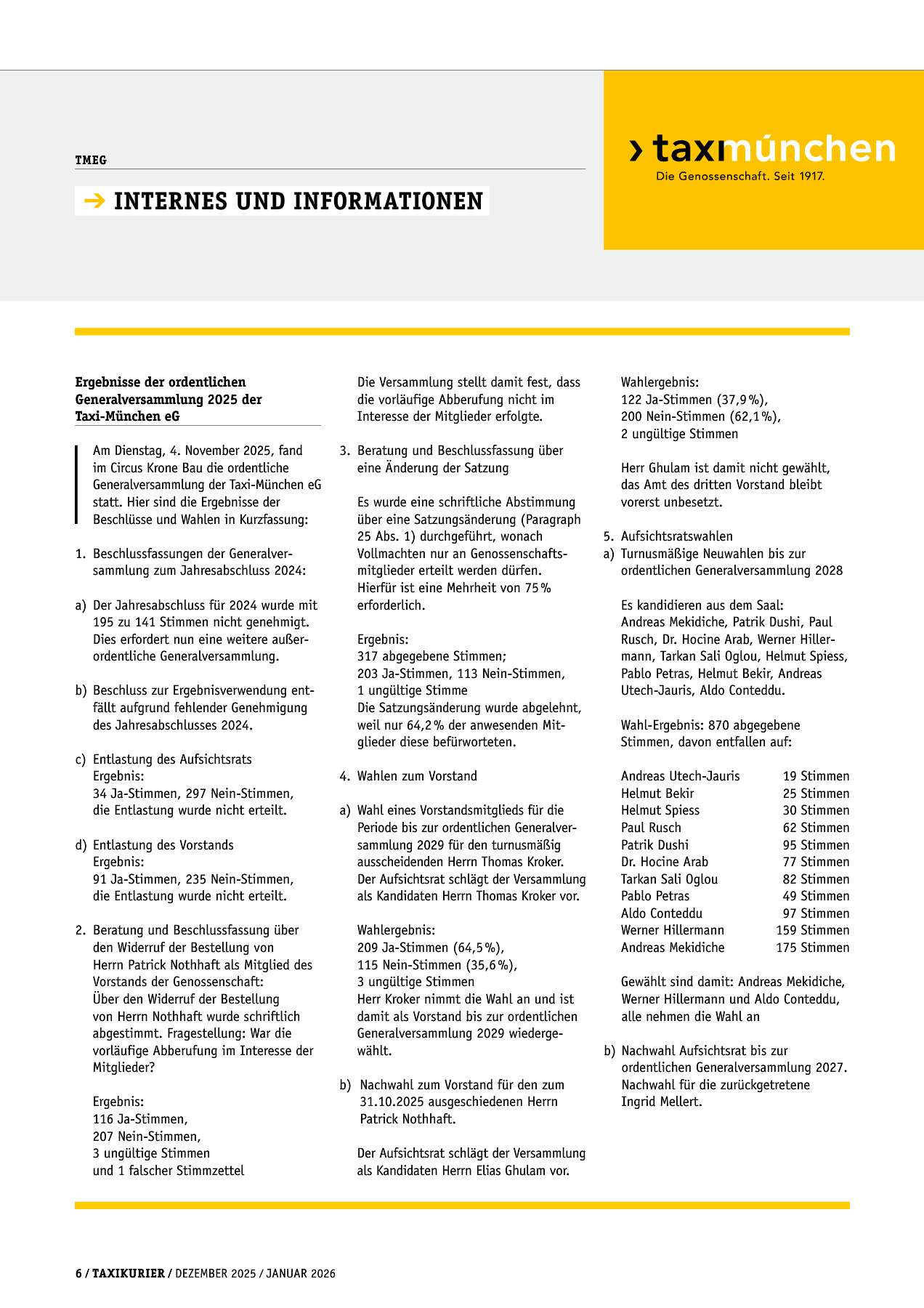 Originalseite 6 der Ausgabe Taxikurier Dezember 2025 / Januar 2026