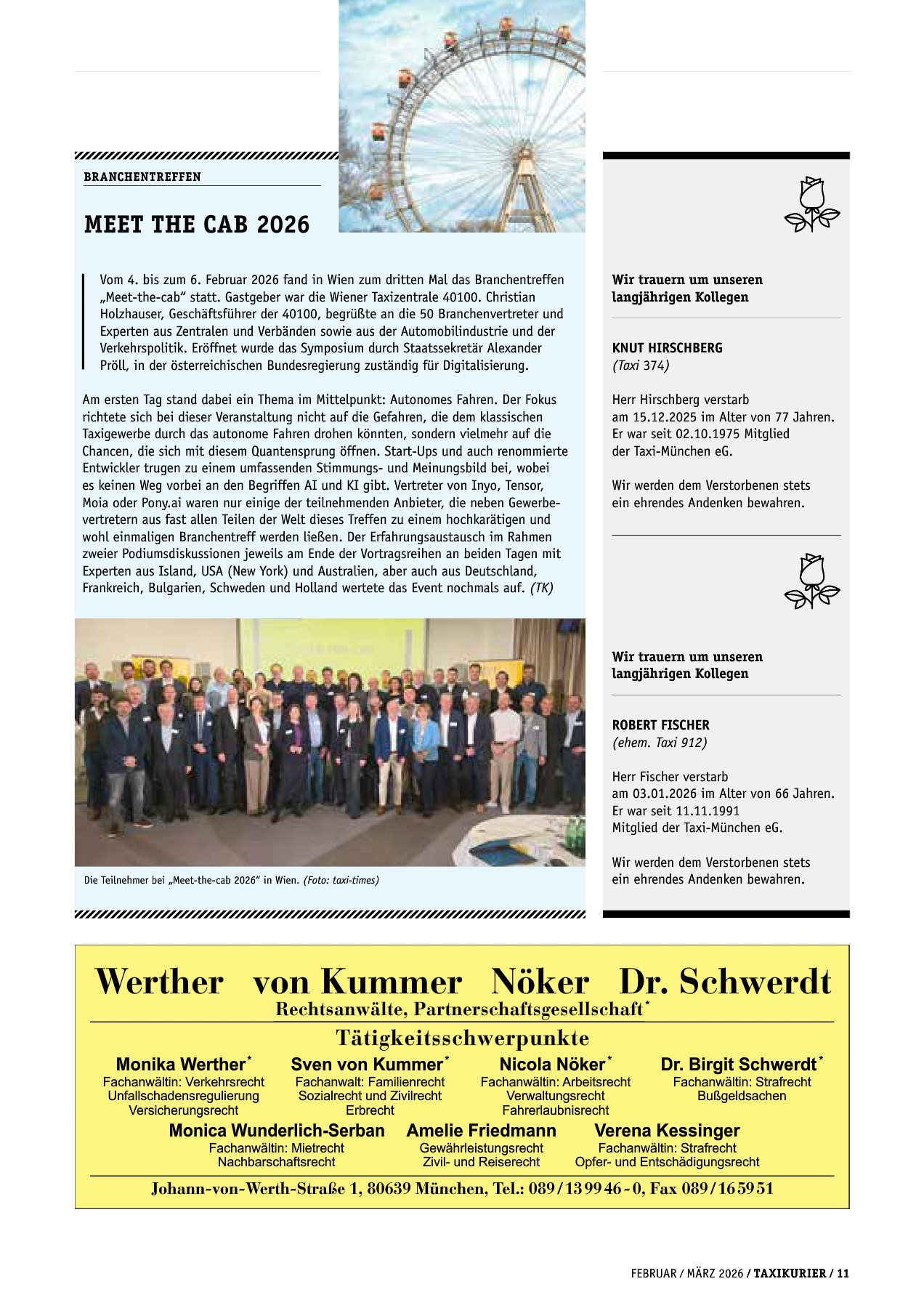 Originalseite 11 der Ausgabe Taxikurier Februar und März 2026