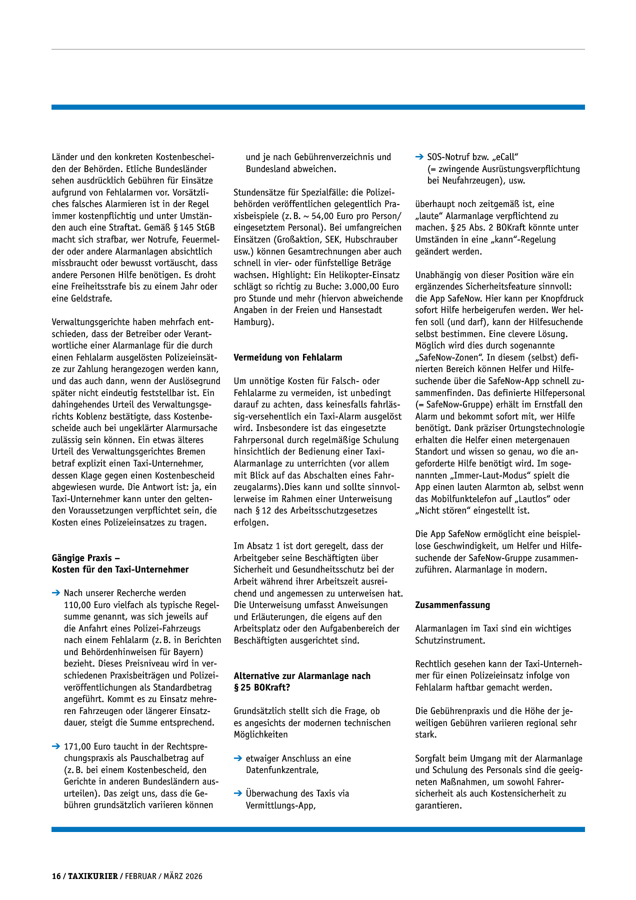 Originalseite 16 der Ausgabe Taxikurier Februar und März 2026