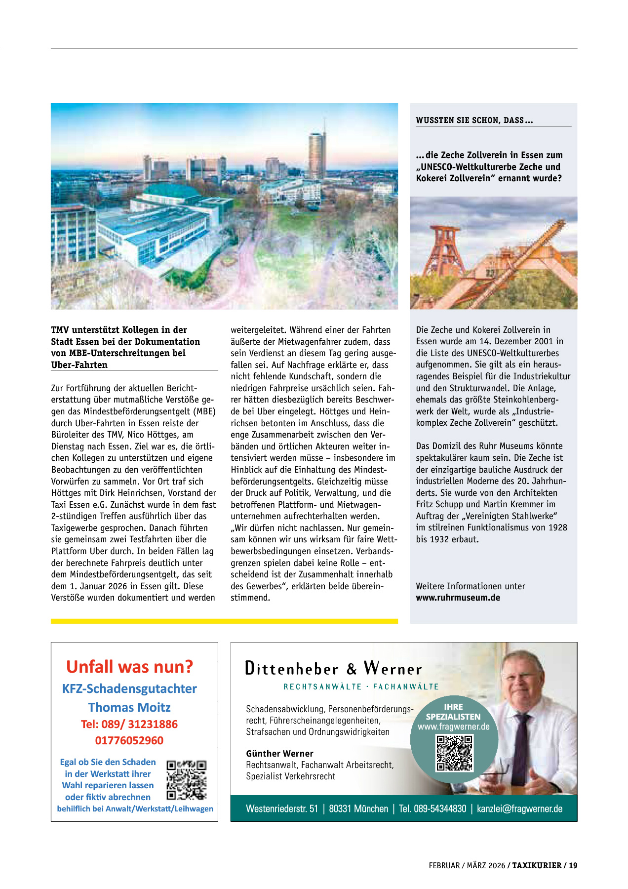 Originalseite 19 der Ausgabe Taxikurier Februar und März 2026
