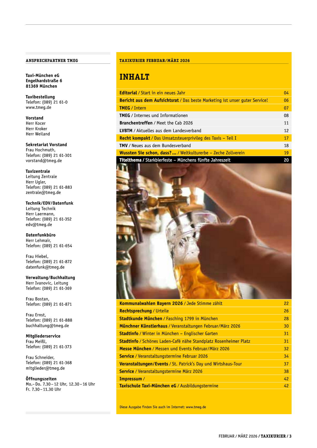 Originalseite 3 der Ausgabe Taxikurier Februar und März 2026