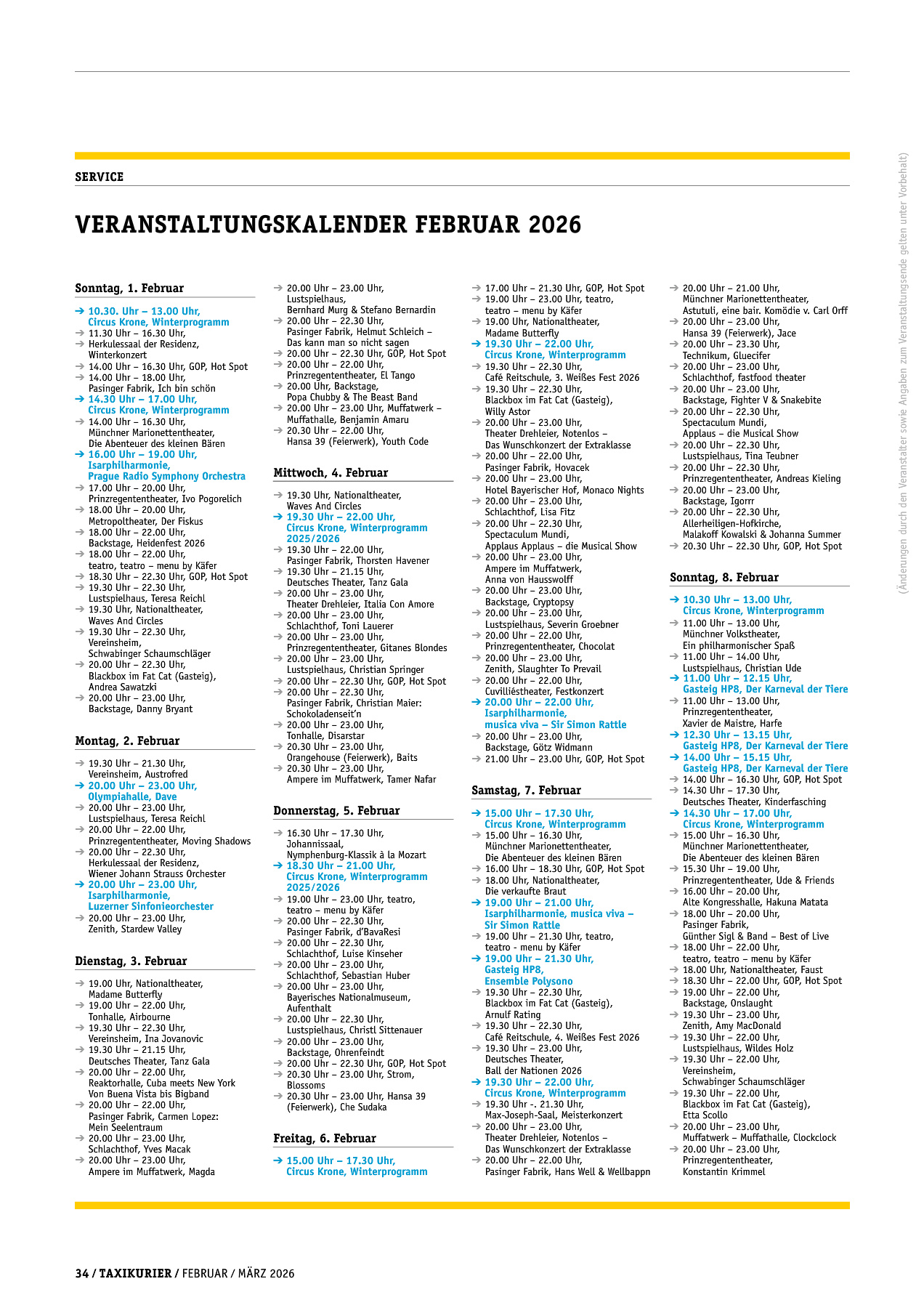 Originalseite 34 der Ausgabe Taxikurier Februar und März 2026