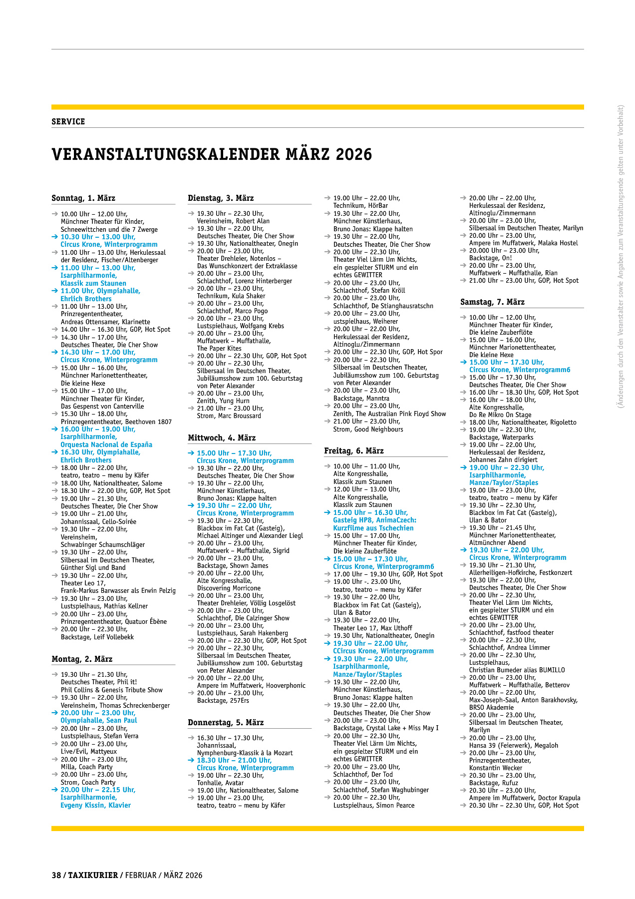 Originalseite 38 der Ausgabe Taxikurier Februar und März 2026