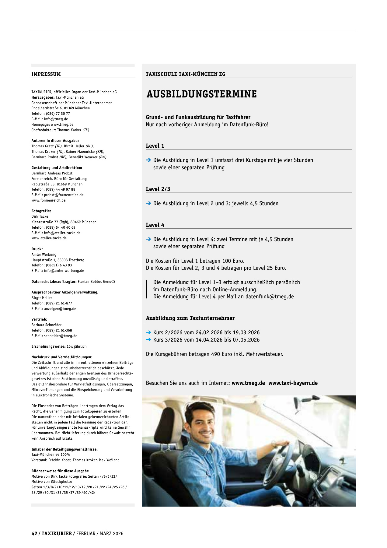Originalseite 42 der Ausgabe Taxikurier Februar und März 2026